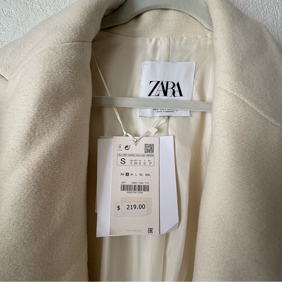 Zara Women's Ivory Double-Breasted Trench Coat - Picture 4 of 12